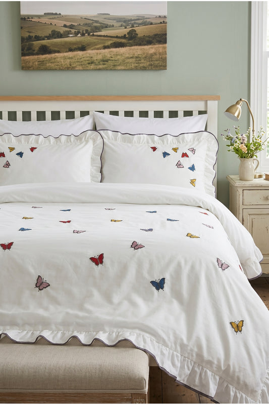 Mariposa %100 Pamuk Rengarenk Desen Nakışlı 6 Parça Nevresim Takımı