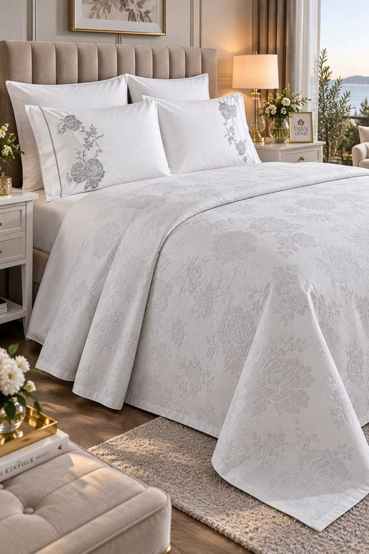 Lavin Premium %100 Pamuk Jakarlı 6 Parça Pike & Nevresim Seti