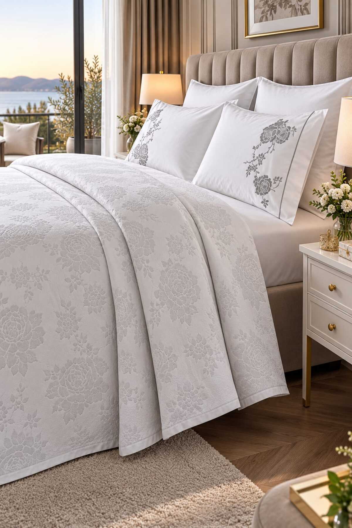 Lavin Premium %100 Pamuk Jakarlı 6 Parça Pike & Nevresim Seti