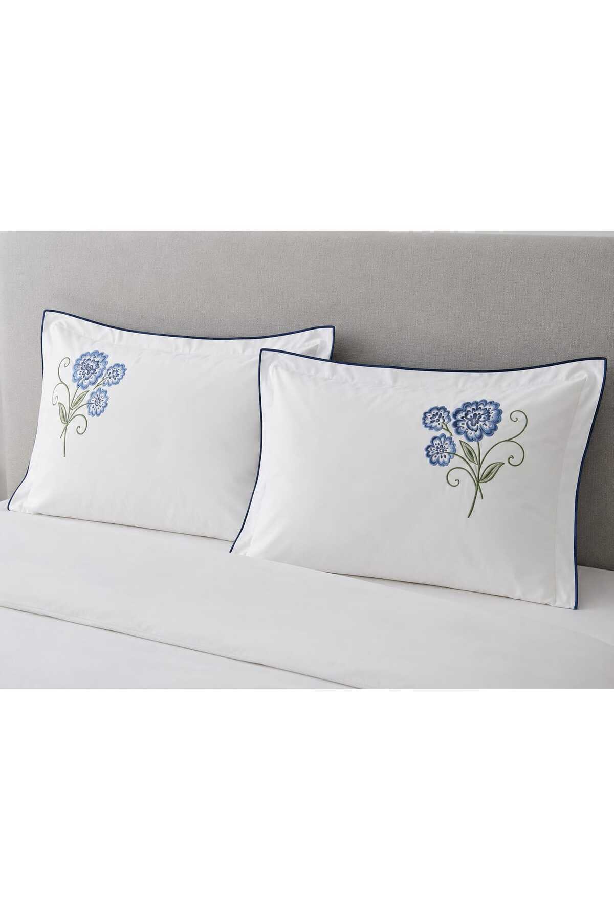 Flora Marine %100 Pamuk Nakışlı 6 Parça Çift Kişilik Nevresim Takımı